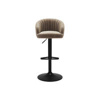BARHOCKER - 54 cm x 52 cm - Samt, Stoff - Beige DORALIZ - Beige, Textil (54/105/52cm) - Vente-Unique