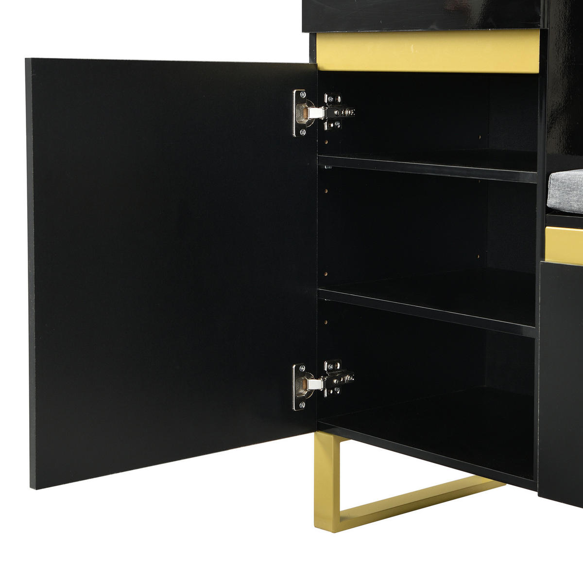 SCHUHSCHRANK mit Sitzkissen 120 x 35 x 85 cm MDF Schwarz - Schwarz, Holzwerkstoff (35/85/120cm) - Beauniv
