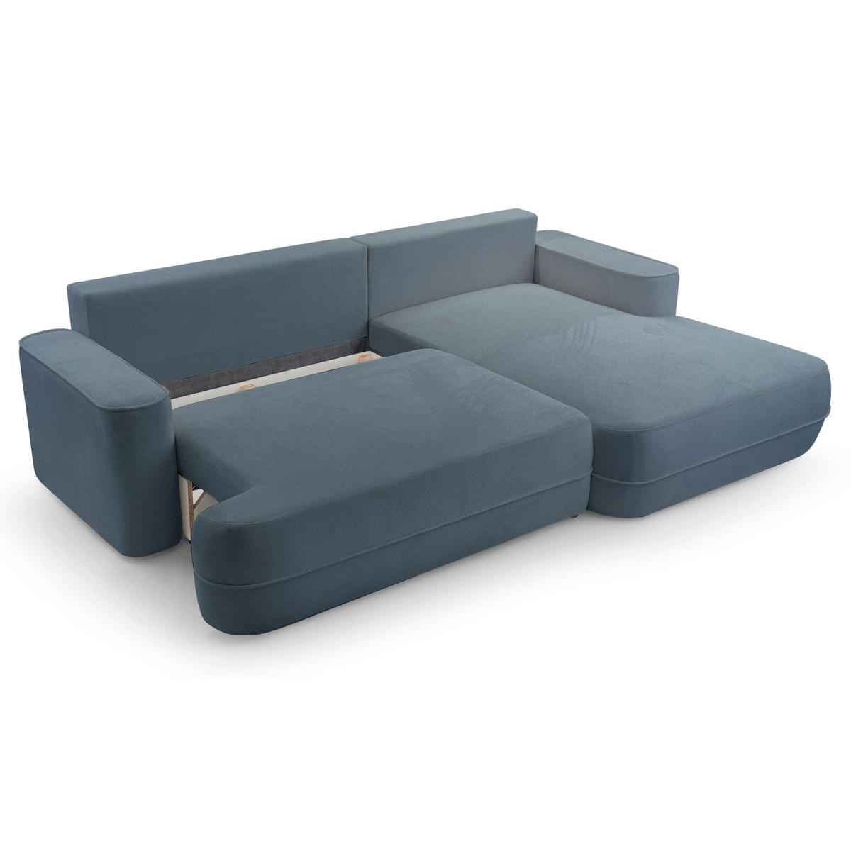 ECKSOFA Fuerro Hellblau Strukturstoff - Schwarz/Hellblau, Kunststoff/Textil (168/260cm) - Selsey