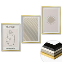 WANDBILDER 3er Set - 40x60 cm Goldrahmen - Minimalistische Sandlinien Sonne - Goldfarben, Kunststoff (40/60cm) - ArtPrintCave