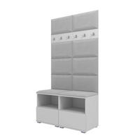 GARDEROBEN-SET Nela III mit gepolsterten Paneelen 100/187/40 - Silberfarben/Weiß, Holzwerkstoff/Kunststoff (100/187/40cm)