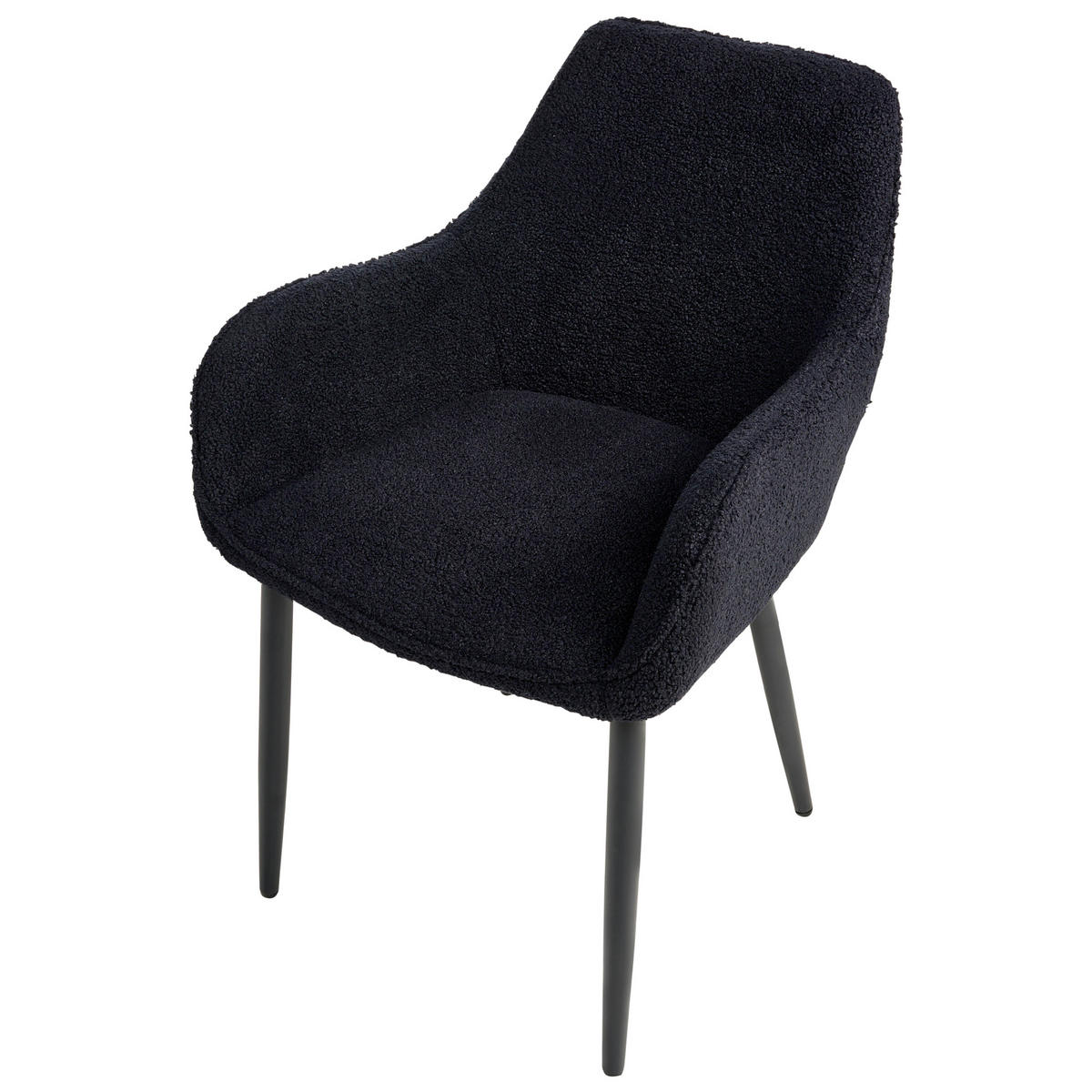 ESSZIMMERSTUHL 2er-Set Bouclé Schwarz Alden - Schwarz, Textil (59/85/61cm) - Beliani
