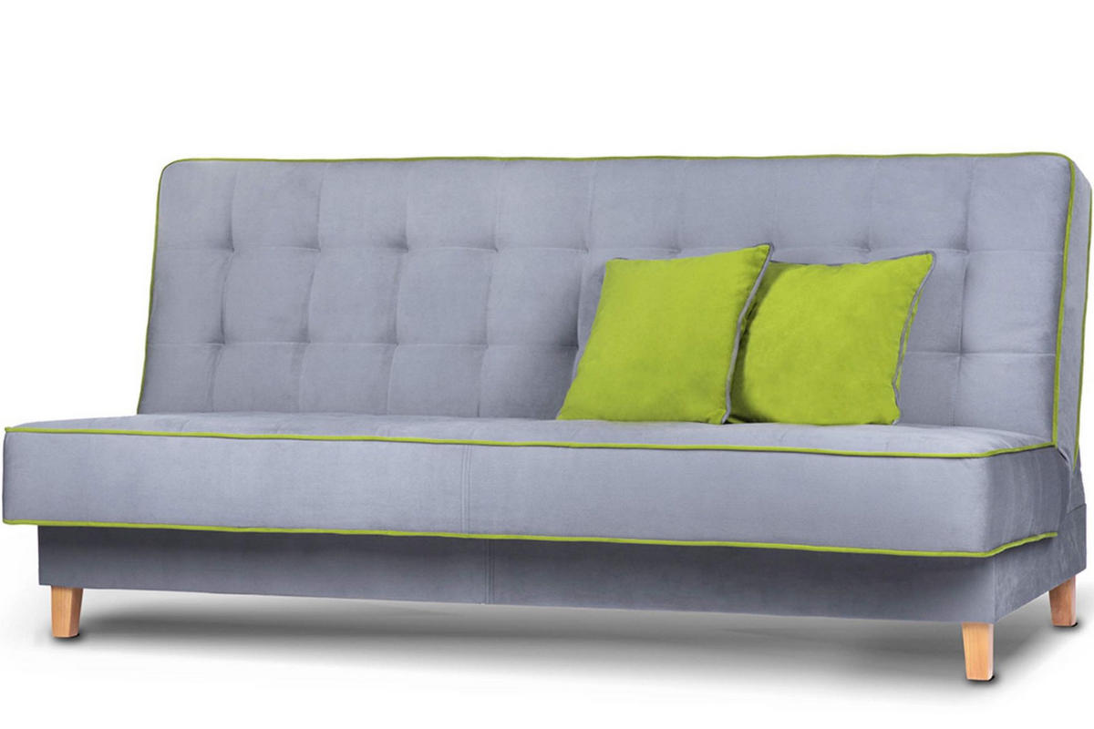 3-SITZER-SCHLAFSOFA DOZER Velours, grau / grün - Grau/Grün, Textil (197/94/93cm) - KONSIMO®