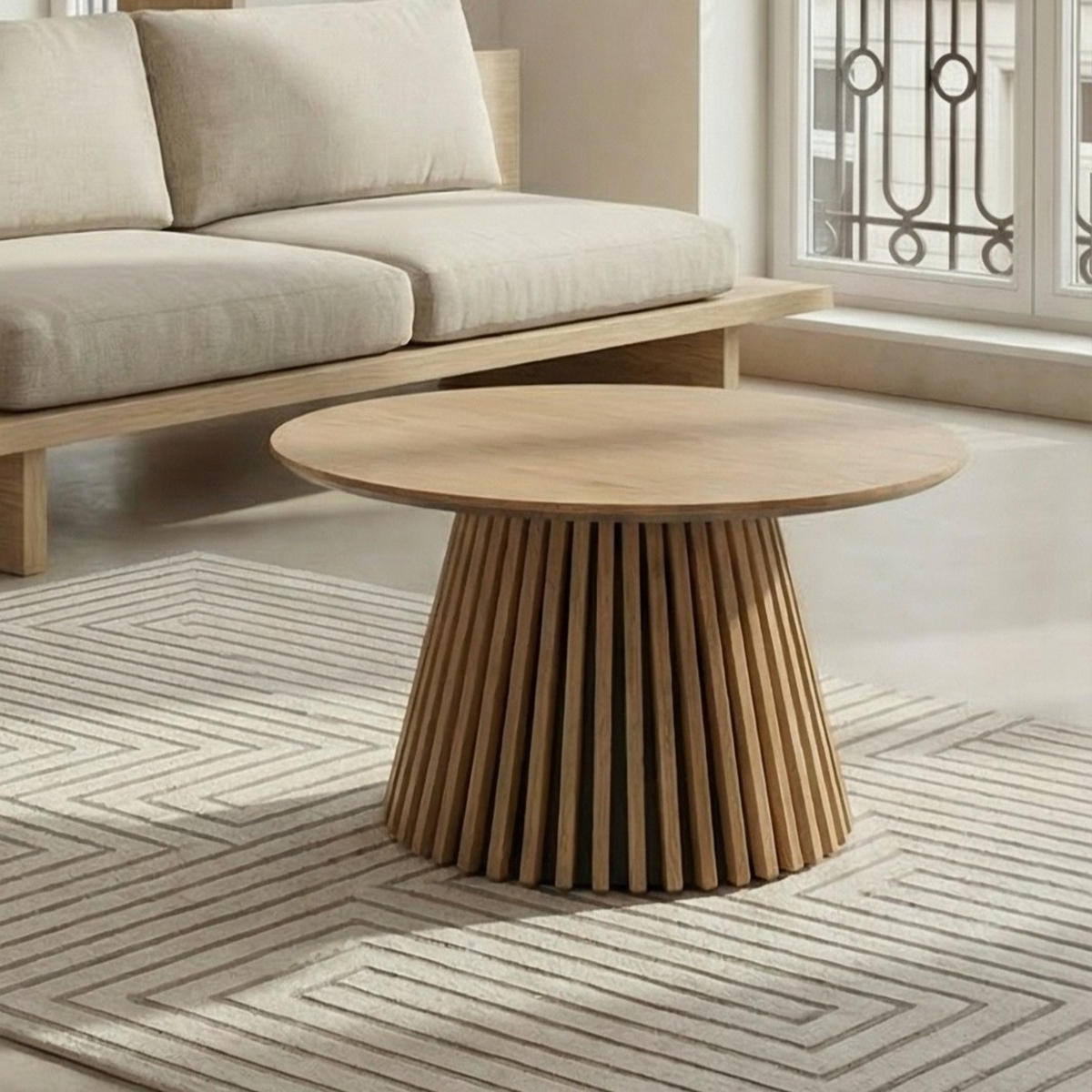 COUCHTISCH rund Wildeiche 80/80/45 cm - Honigeiche/Eichefarben, Holzwerkstoff (80/80/45cm) - Furnhouse