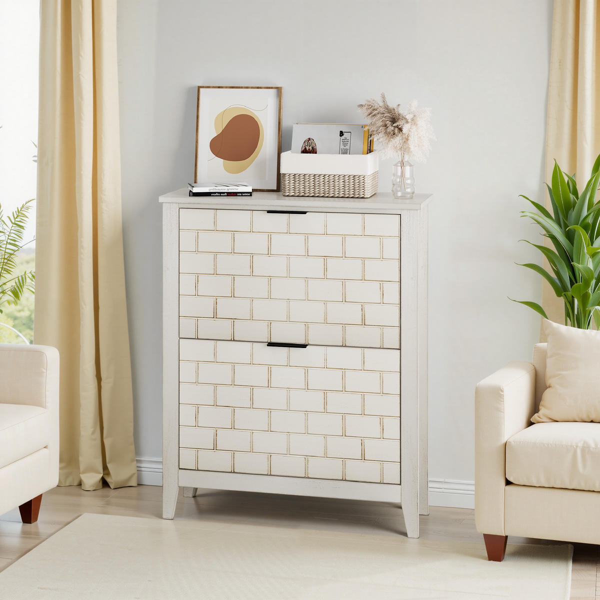 SCHUHSCHRANK aus MDF & Spanplatte in Weiß mit 2 Schubladen - Weiß, Holzwerkstoff (80/97.5/24cm) - Modfu