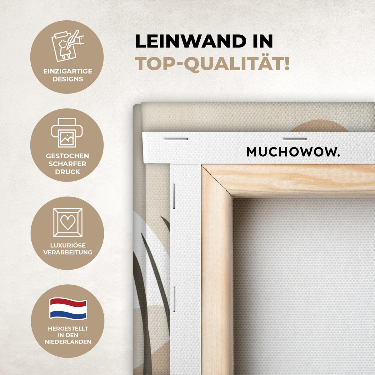 LEINWANDBILD Japandi - Landschaft - Beige 40x30 cm - Cognac, Textil (40/30cm) - MuchoWow