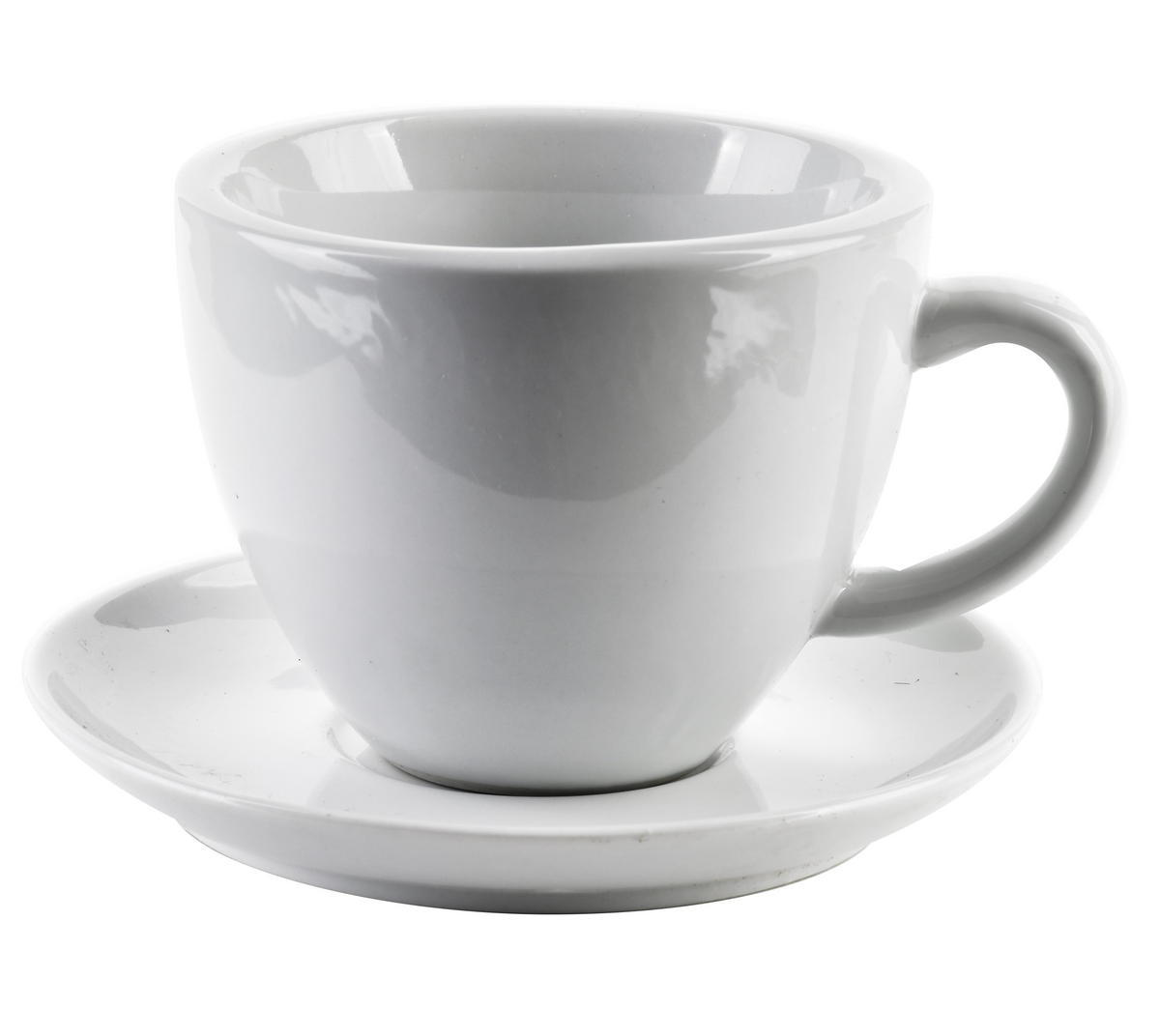 TASSE mit Untertasse Basic Weiß 15/10/7 cm Keramik - Weiß, Keramik (0.2L) - Mondex