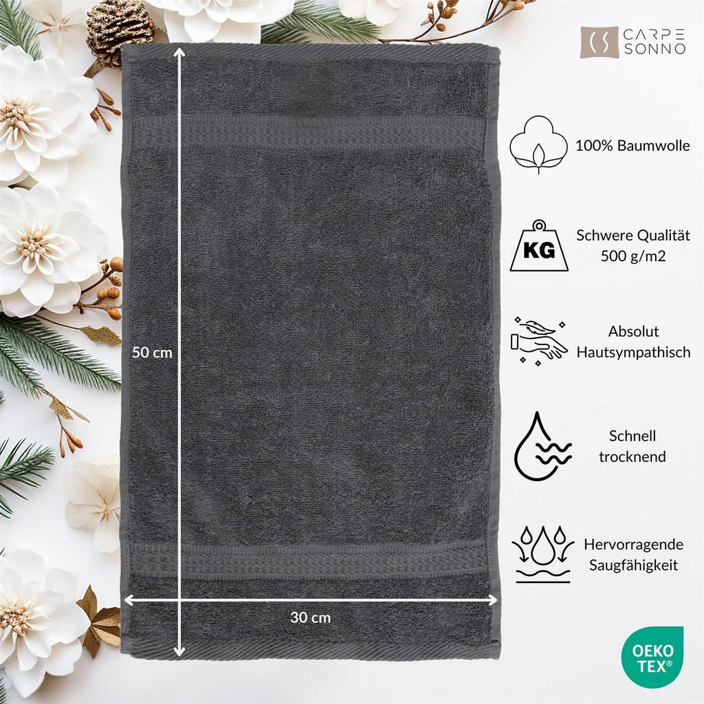 Thumbnail - Carpe Sonno Gästehandtuch, Beige, Textil, Uni, Rechteckig, 35x50 cm, Oeko-Tex® Standard 100, Badtextilien, Gästehandtüch...