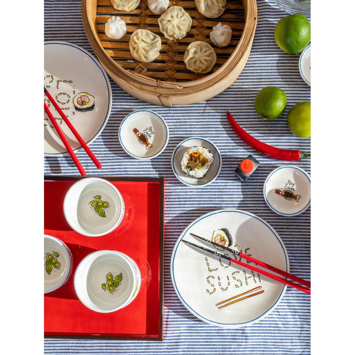 TELLER Blond Sushi Love Sushi in Bunt - 18cm - Multicolor, Keramik (18/18/2cm) - Blond Amsterdam
