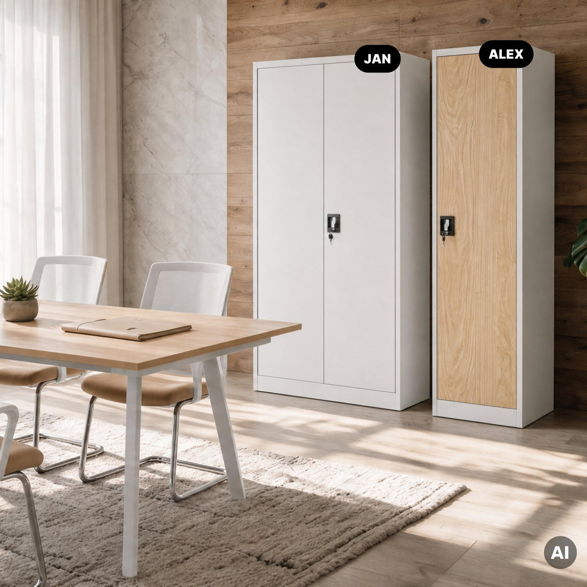 AKTENSCHRANK ALEX - Beige/Weiß, Metall (45/185/40cm) - Jan Nowak
