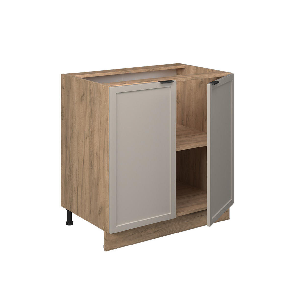 SPÜLENUNTERSCHRANK Fame-Line GrauBeige 80 cm mit Regal, AP Anthrazit - Greige/Eiche Wotan, Holzwerkstoff (80/82/60cm) - Vicco