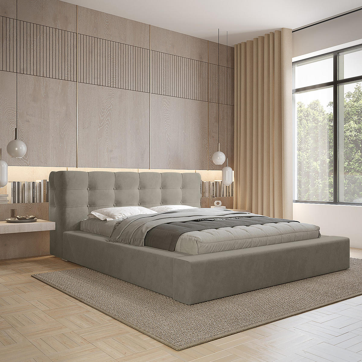 POLSTERBETT aus Velvet Gretta 140x200 cm, Braun - Braun, Textil (140/200cm) - Fedve
