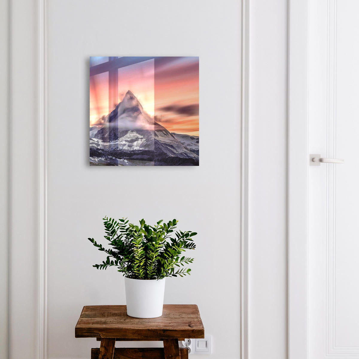 SCHLÜSSELBOX Weiß 30x30 cm – Türöffnung nach rechts - Bergzauber - Lila, Metall (30/30/5cm) - TULUP