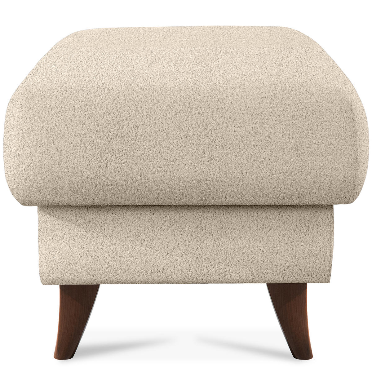 HOCKER GUSTAVO Fußstütze, Bouclé, Creme - Creme, Holz/Holzwerkstoff (53/49/53cm) - KONSIMO®