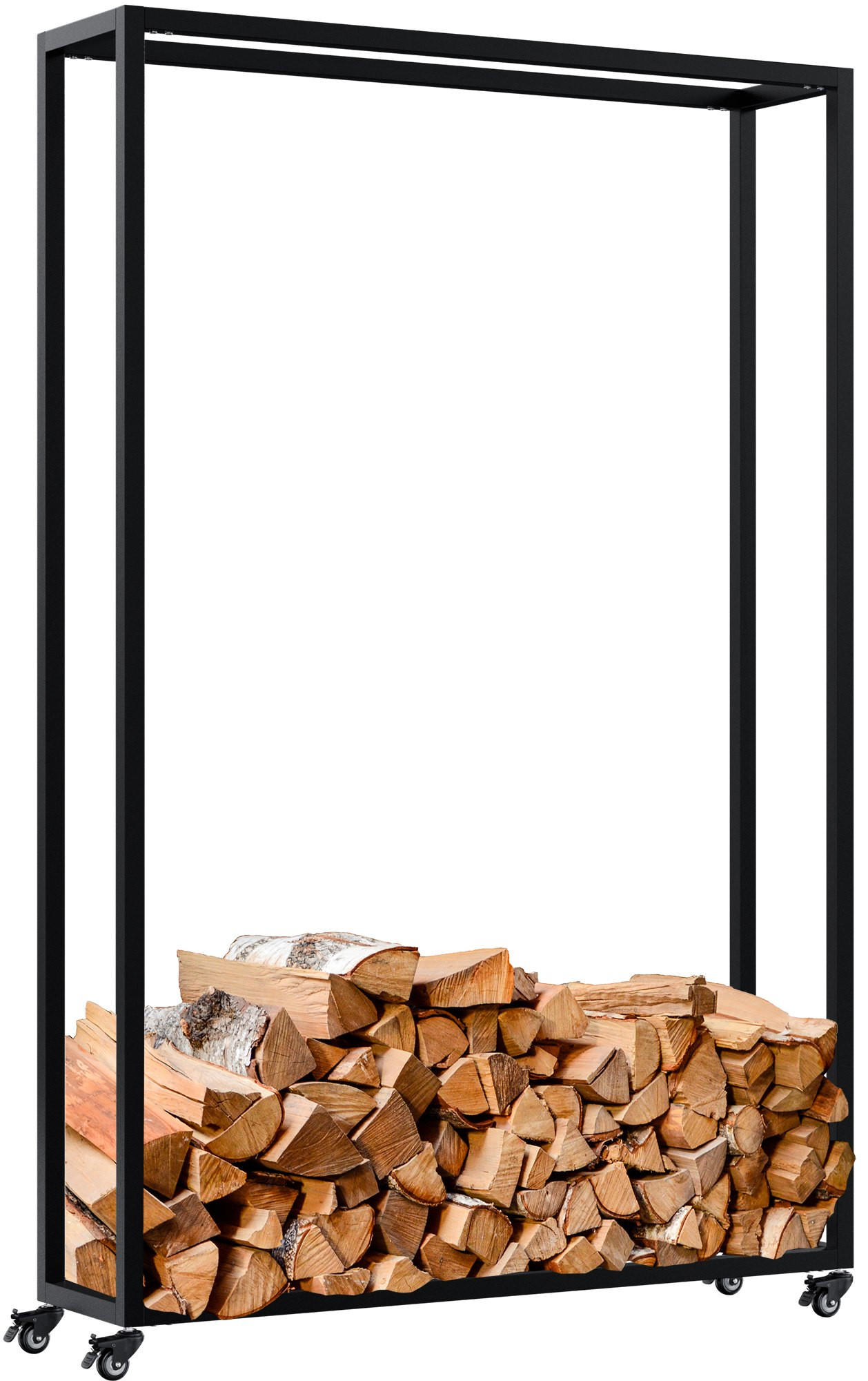 KAMINHOLZREGAL 100/25/150 cm Metall Schwarz - Schwarz, Metall (100/150/25cm) - CLP