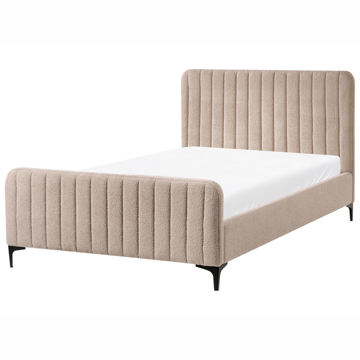 BETT mit Lattenrost 120/200 cm Beige Lunan - Beige/Schwarz, Textil (120/200cm) - Beliani