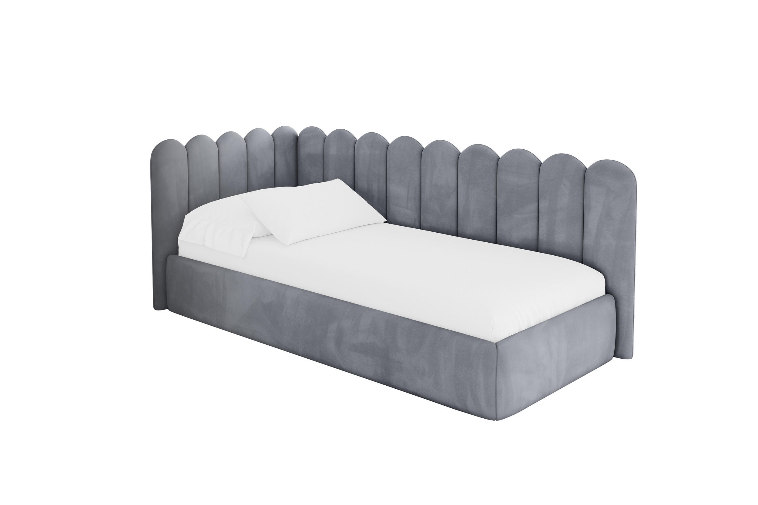 EINZELLBETT Jugendbett mit Bettkasten, Rechts - ARTY 90x200 Grau - Blaugrau, Holzwerkstoff/Textil (90/200cm) - ALTDECOR