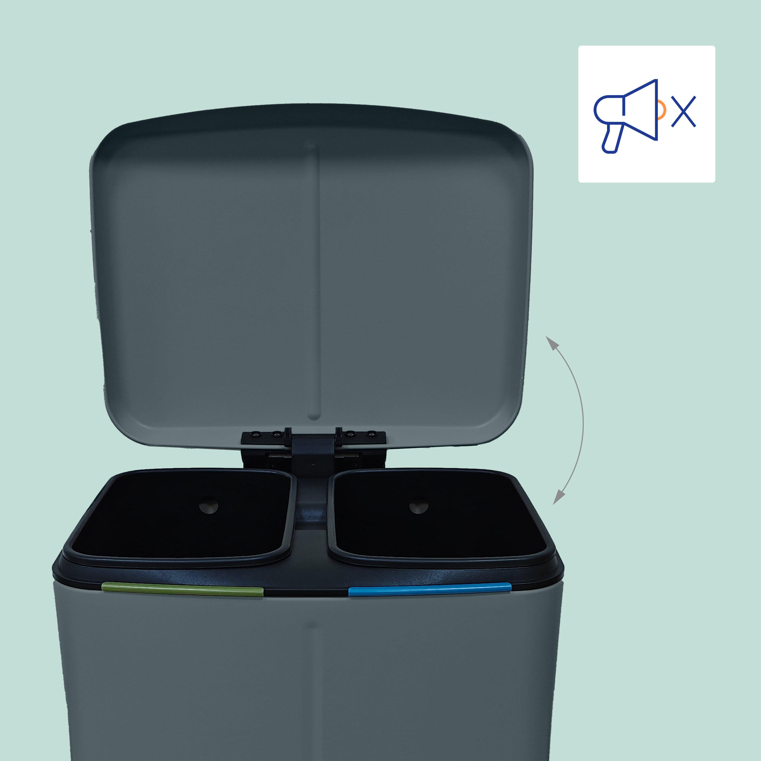 MÜLLEIMER - Grau, Kunststoff/Metall (44.5/60/41cm) - Relaxdays