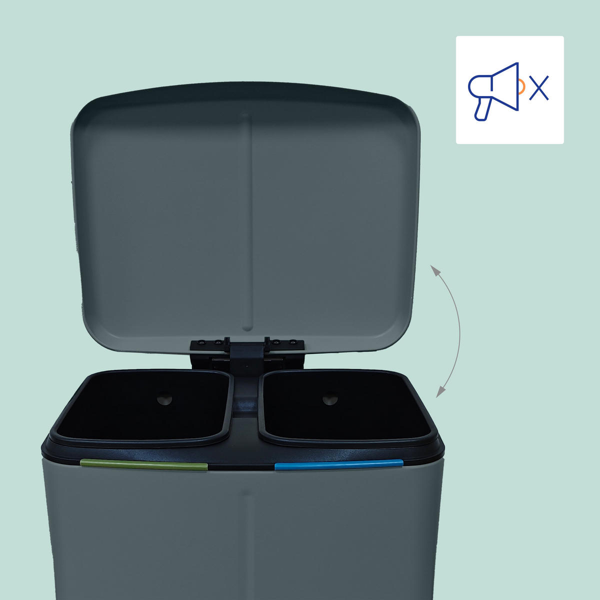 MÜLLEIMER - Grau, Kunststoff/Metall (44.5/60/41cm) - Relaxdays