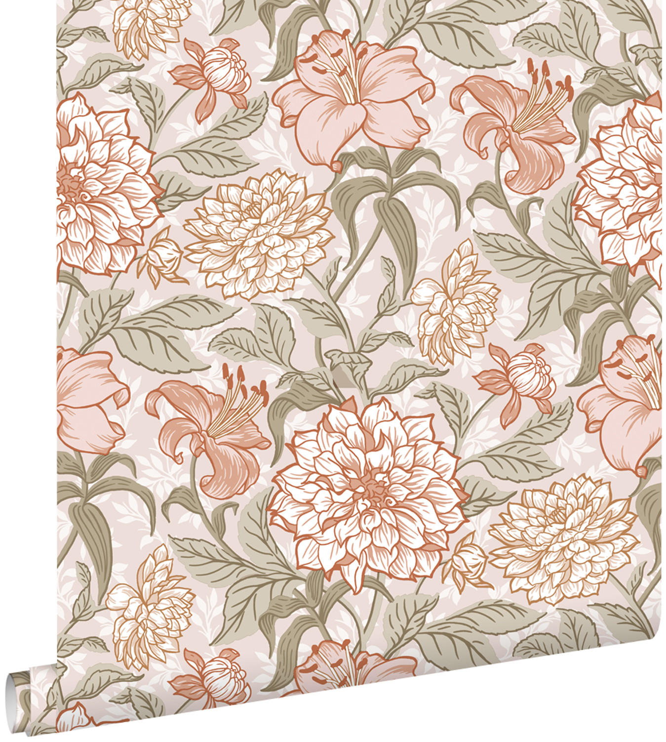 TAPETE Blumenmuster 53 cm x 10.05 m - Pink, Papier (53/1000cm) - ESTAhome