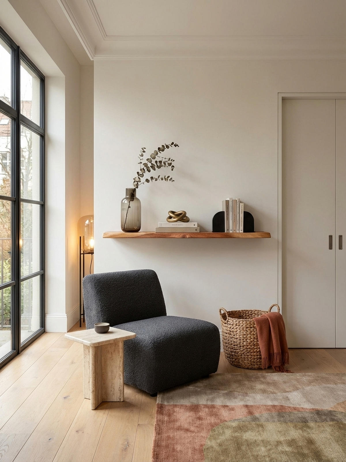 WANDREGAL Akazienholz Baumkante Rustikal, Beige 115x25x4 cm - Beige, Holz (115/4/25cm) - KADIMA DESIGN