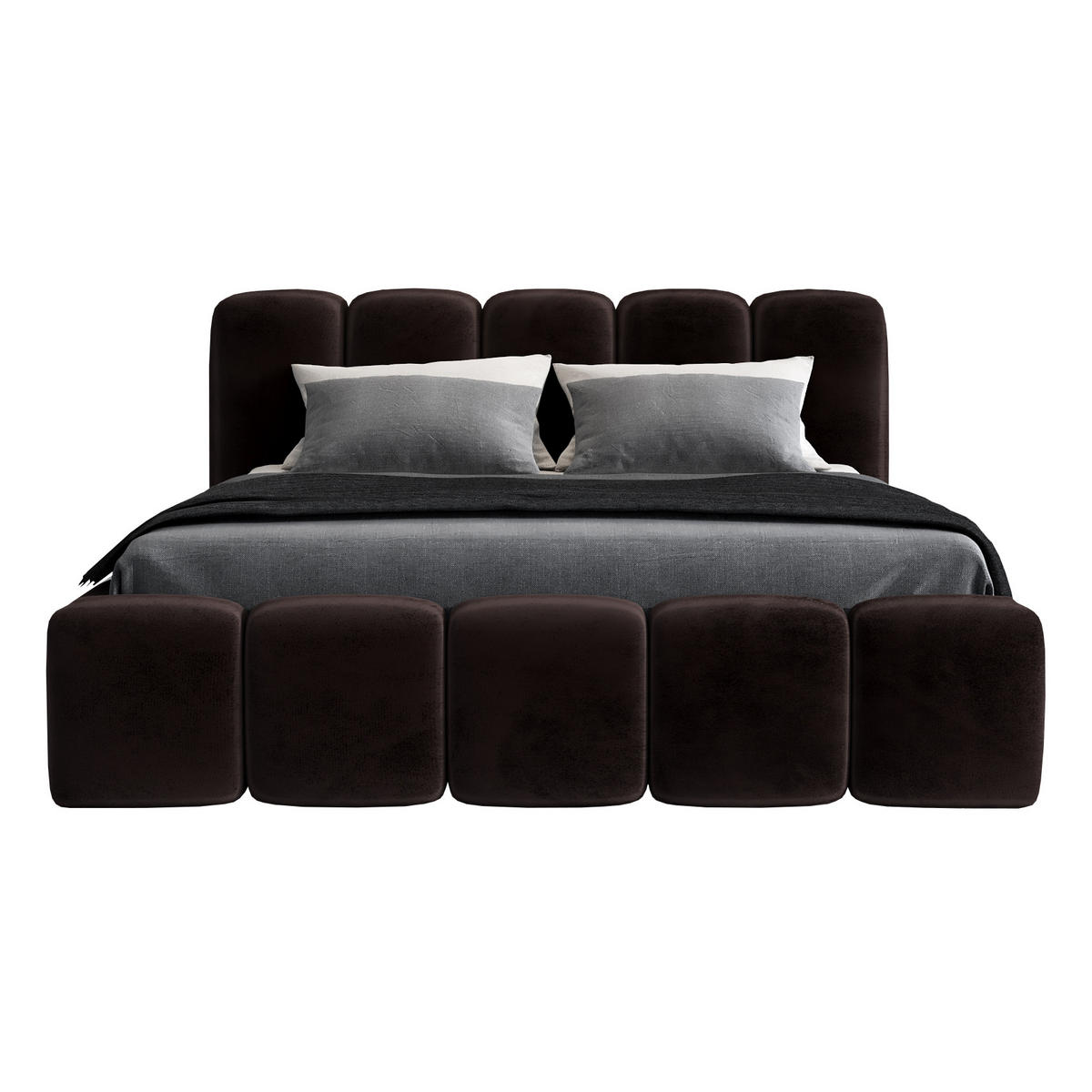 POLSTERBETT SONIC mit Matratze H2 180x200 Dunkelbraun - Dunkelbraun, Textil (180/200cm) - A&J MöbelLand