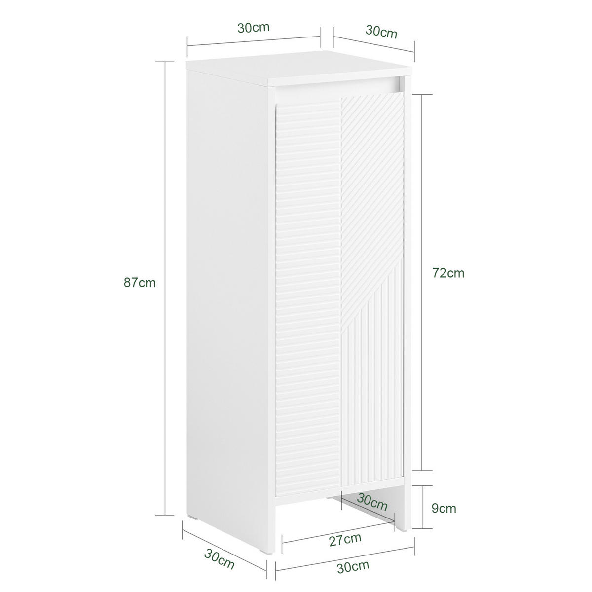 WÄSCHESCHRANK Weiß - Weiß, Holzwerkstoff (30/87/30cm) - SoBuy