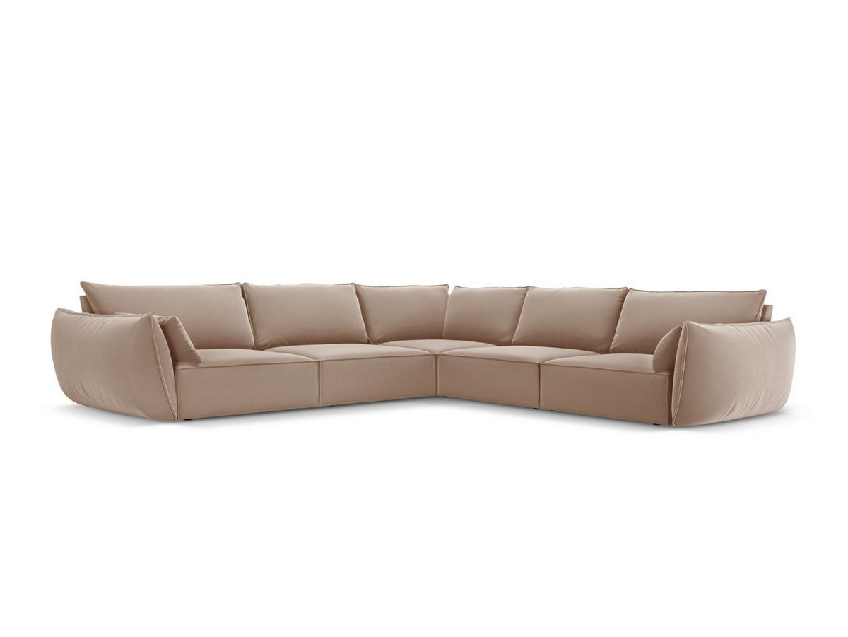 WENDBARES-ECKSOFA Kaelle aus Samt beige 7 Sitzplätze - Beige, Textil (286/286cm) - Micadoni