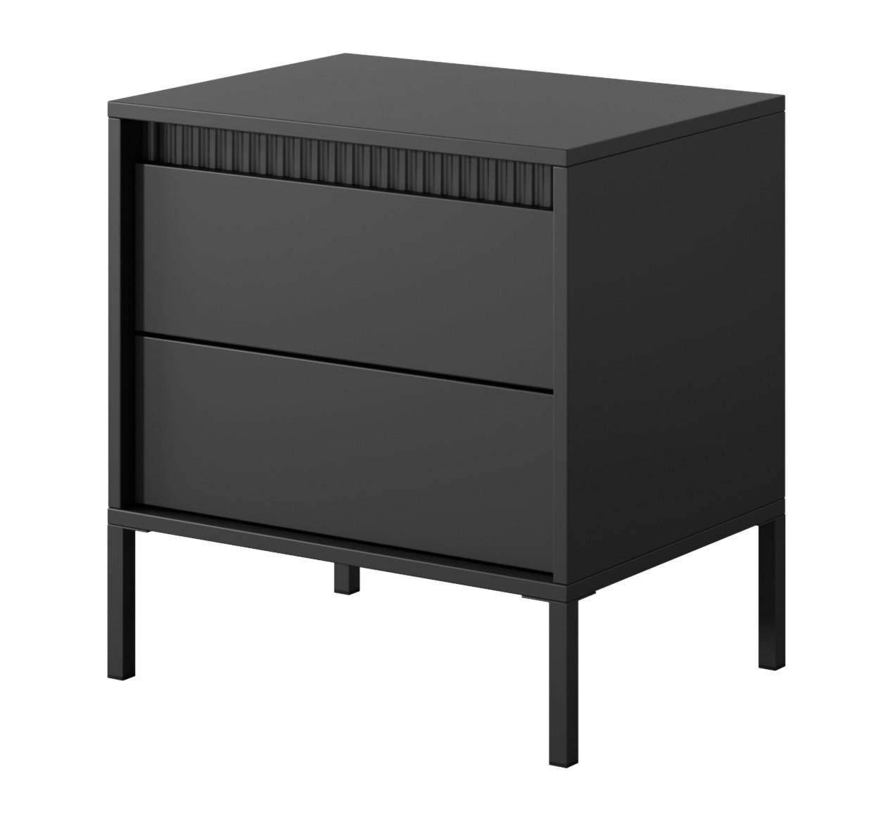 NACHTTISCH 55 cm mit Schubladen Santori, Schwarz - Schwarz, Holz (54/56/40cm) - Emporius