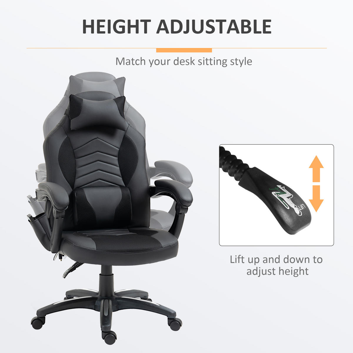 BÜROSTUHL Massagesessel, Schwarz - Schwarz, Leder (69/117/68cm) - HOMCOM