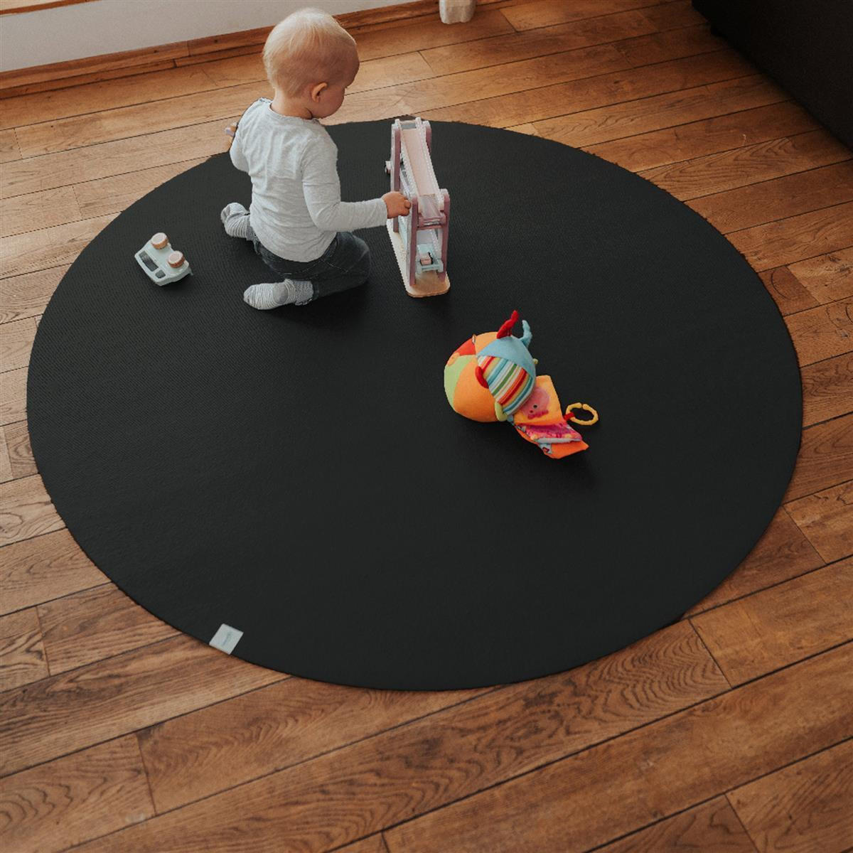KRABBELMATTE Rund 120cm Schwarz - Schwarz, Textil (120/120cm) - Sanosoft
