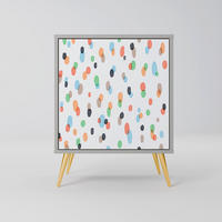 SIDEBOARD ENERGETIC SPOTS, Grau, 57,5x42x75,5 cm, Goldfarbene Metallfüße - Goldfarben/Multicolor, Holzwerkstoff/Metall (57.5/75.5/42cm) - SpaceRebels