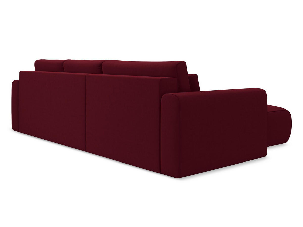 ECKSOFA mit Schlaffunktion Samt Stoff Rot - Bordeaux/Rot, Kunststoff/Textil (149/278cm) - Makamii
