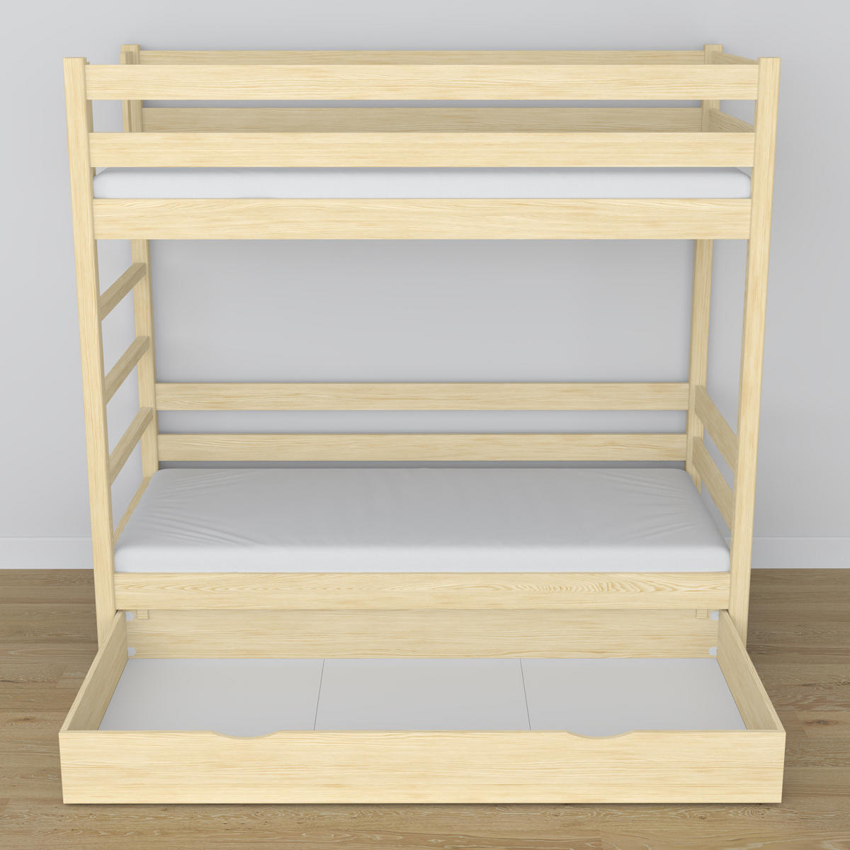 ETAGENBETT N03 mit Schublade Klare Kiefer 100/200 - Braun, Naturmaterialien/Holz (100/200cm) - N-Wood