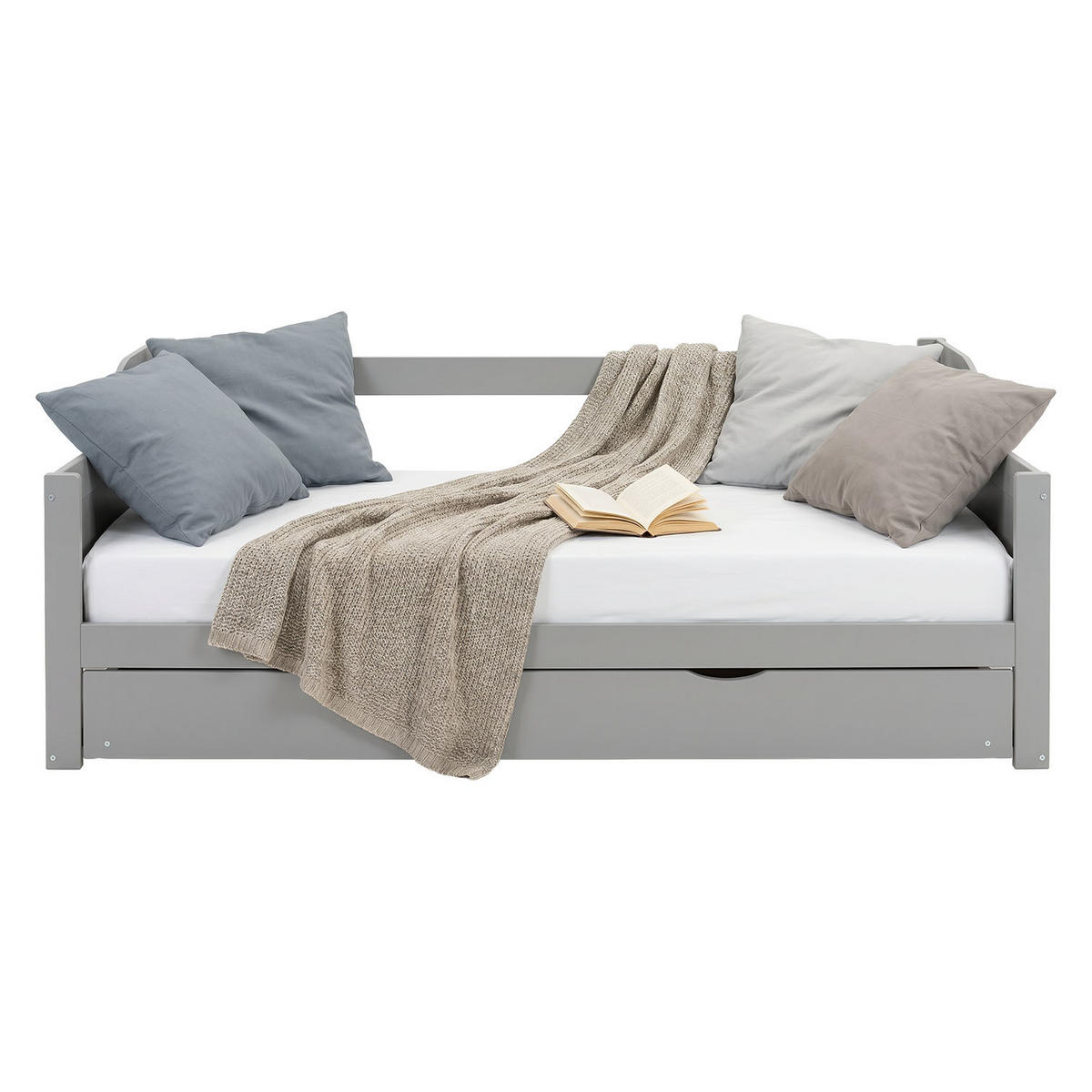 AUSZIEHBETT mit Matratze 90/200 cm Grau - Grau, Holz (90/200cm) - Homestyle4u