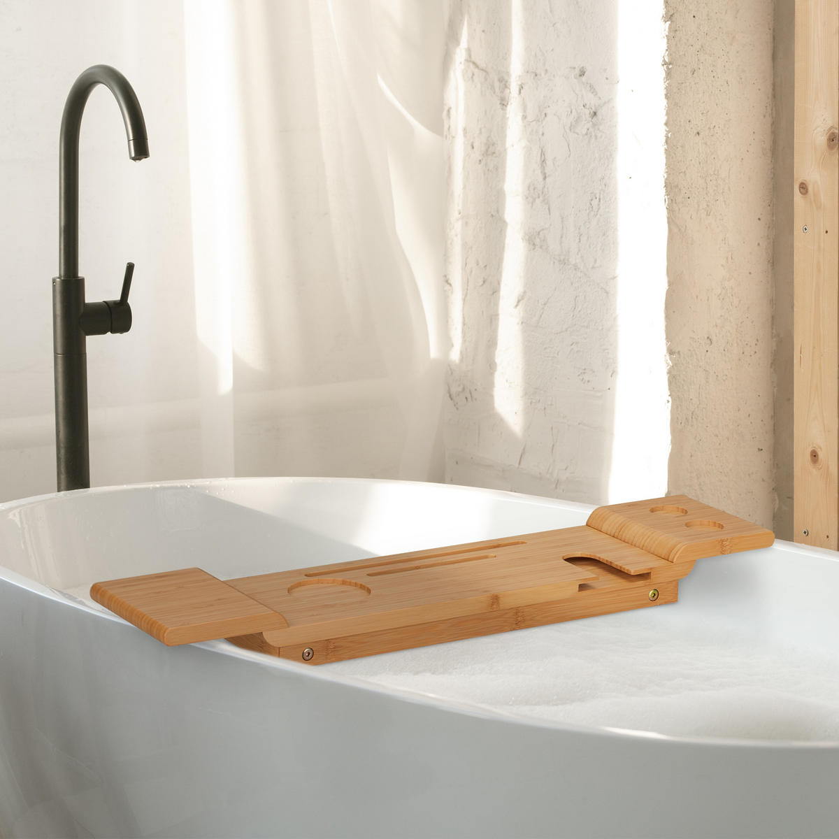 BADEWANNENABLAGE - Hellbraun, Holz (70/24.5/15.5cm) - Relaxdays