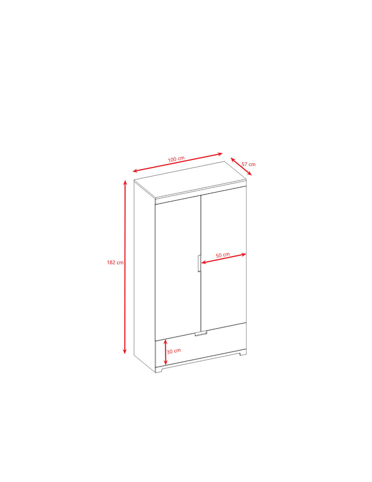 KINDERKLEIDERSCHRANK Kubi - Weiß, Holzwerkstoff (57/182/100cm) - RAUMHIRSCH FURNITURE