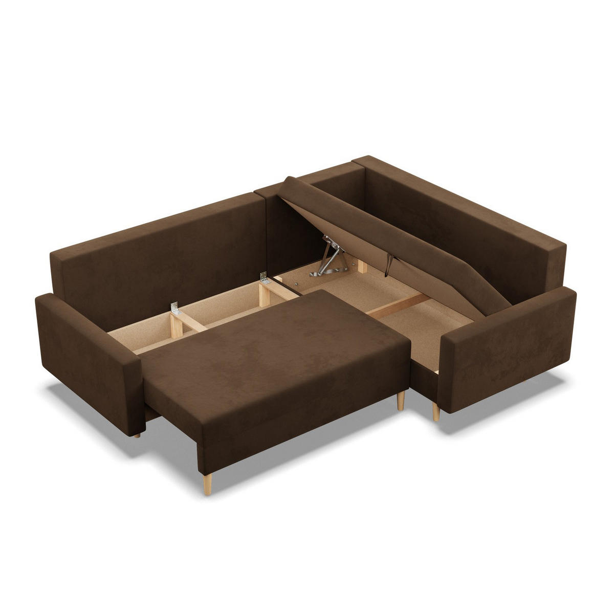 ECKSOFA RECHTS MIT SCHLAFFUNKTION BLANK, Bonell Braun - Braun, Textil (223/175cm) - Mebligo