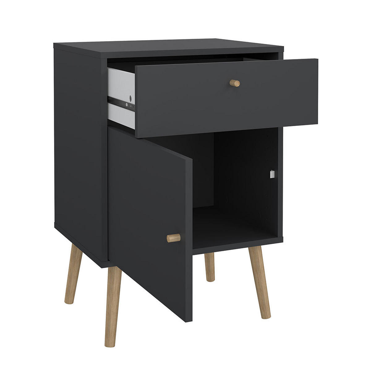 NACHTTISCH, Bodo, Grau, Holzwerkstoff, 51 x 40 x 73 cm - Grau, Holzwerkstoff (51/73/40cm) - ebuy24