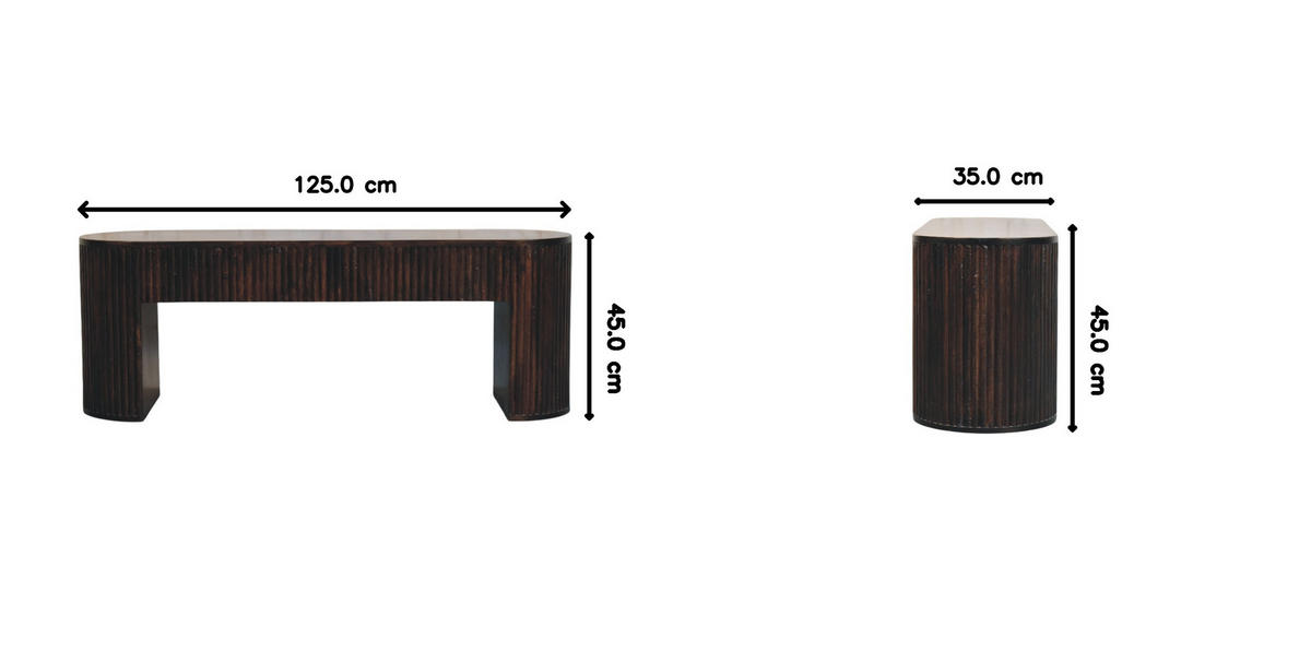 SITZBANK mit edlem Samtbezug in Mokka-Finish, dunkelbraun - Dunkelbraun, Holz (125/45/35cm) - Artisan Furniture