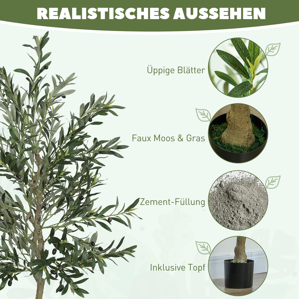 KÜNSTLICHE Pflanzen Grün 15.0/15.0/180.0cm - Grün, Textil (180cm)
