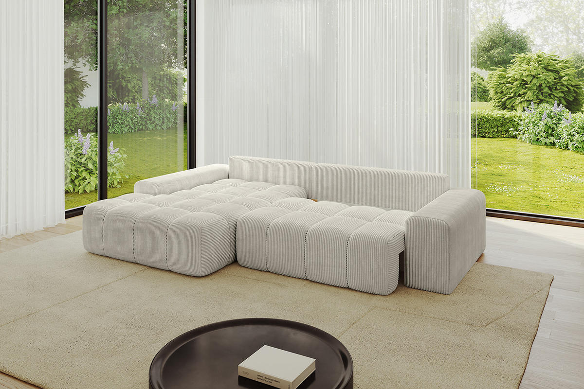 ECKSOFA Ottomane Links ENSI-L - 267x164x88 cm Ecru - Ecru, Holzwerkstoff/Kunststoff (267/164cm) - ALTDECOR