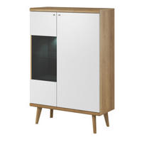 VITRINE Weiß DRIMO Breit Mit LED-Beleuchtung 90 cm - Weiß, Holzwerkstoff (90/134/40cm) - Sepro Meble