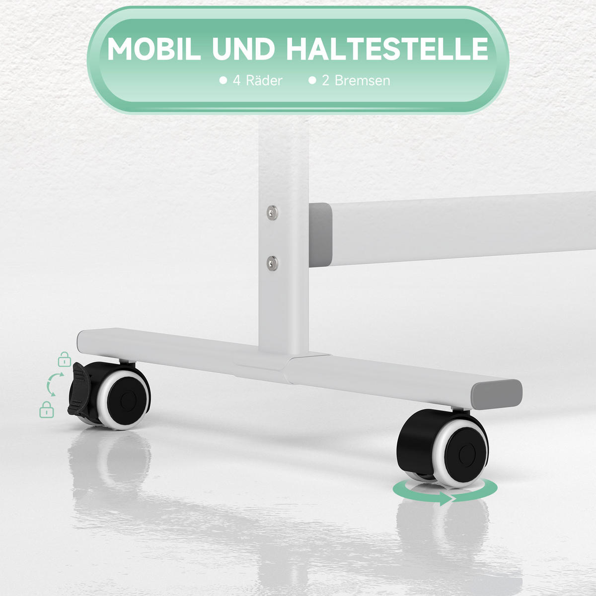 MAGNETISCHES Whiteboard 120 x 90 cm Doppelseitiges Magnettafel mit Ständer - Weiß, Metall (127/165/50cm) - HOMCOM