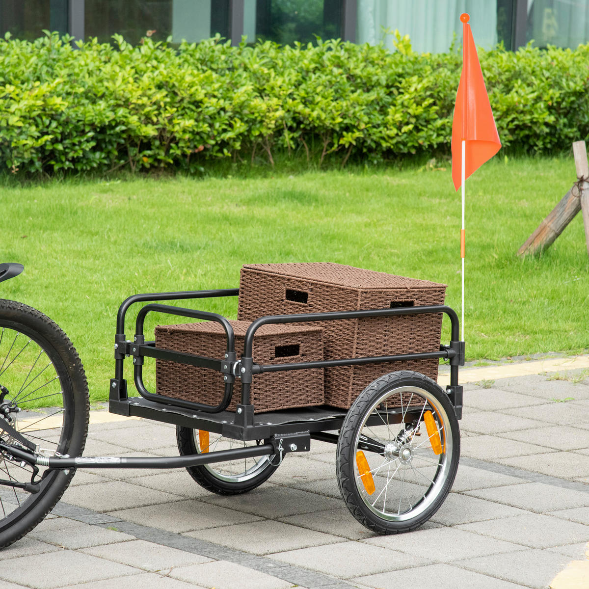 FAHRRADANHÄNGER DE-18145 klappbar, 40 kg Traglast Schwarz - Schwarz, Metall (64/53.5/125cm) - ComfortXL