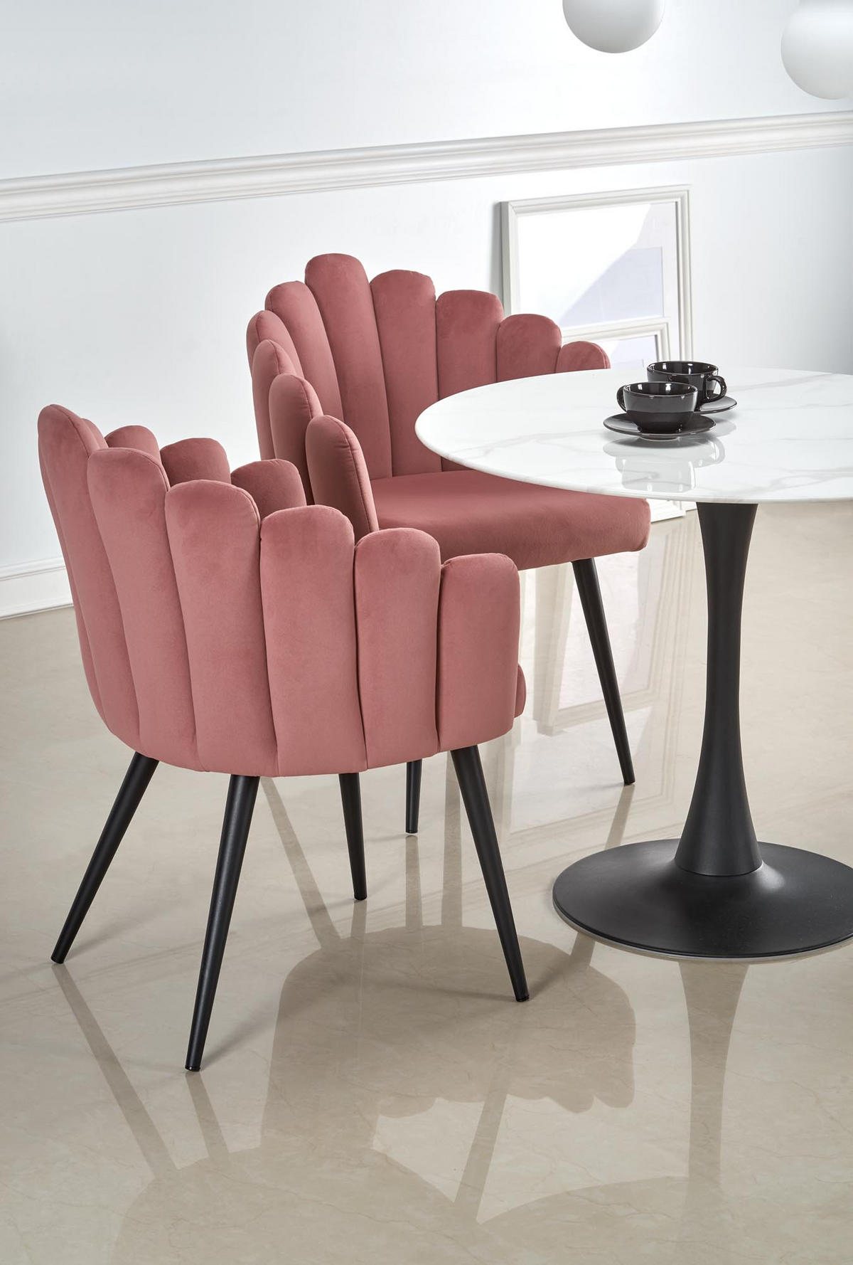 ESSTISCH rund Glas Marmor Schwarz 90x76 cm - Schwarz/Weiß, Holzwerkstoff (90/90/76cm) - designimpex