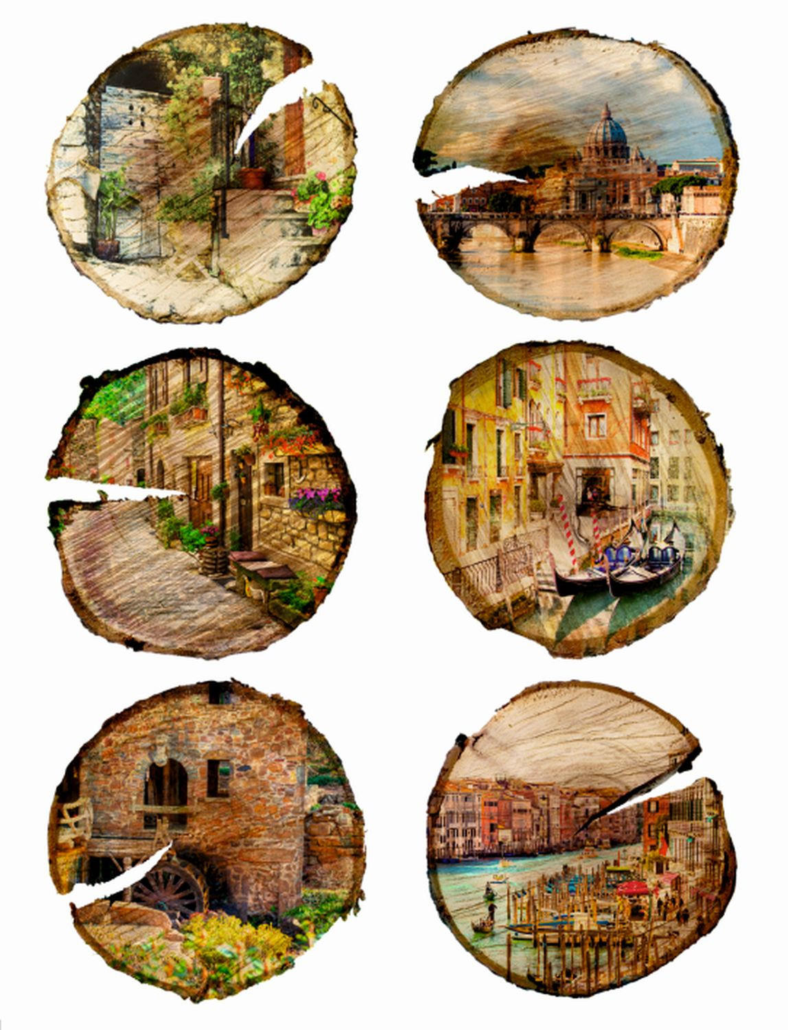 WANDTATTOO Stadtblick 85 x 65 cm - Beige, Papier (85/65/65cm) - Sanders & Sanders