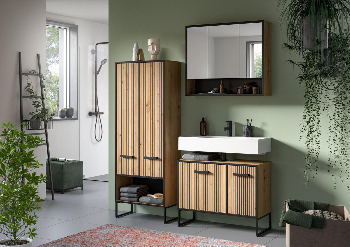BAD-SET BAGNO 4-tlg. (B/H/T: ca. 199/192/36 cm) in Artisan Oak Nachbildung/Artisan Oak Nachbildung - Eiche Artisan, Holzwerkstoff (199/192/36cm)