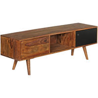 TV-LOWBOARD Massivholz, rustikaler Landhausstil, einzigartige Maserung, Schwarz 140x35x45 cm - Dunkelbraun/Schwarz, Holz (140/45/35cm) - KADIMA DESIGN