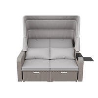 LOUNGESOFA Abnehmbare Markise in Khaki - Cappuccino, Textil (126/152/130cm) - KOMHTOM